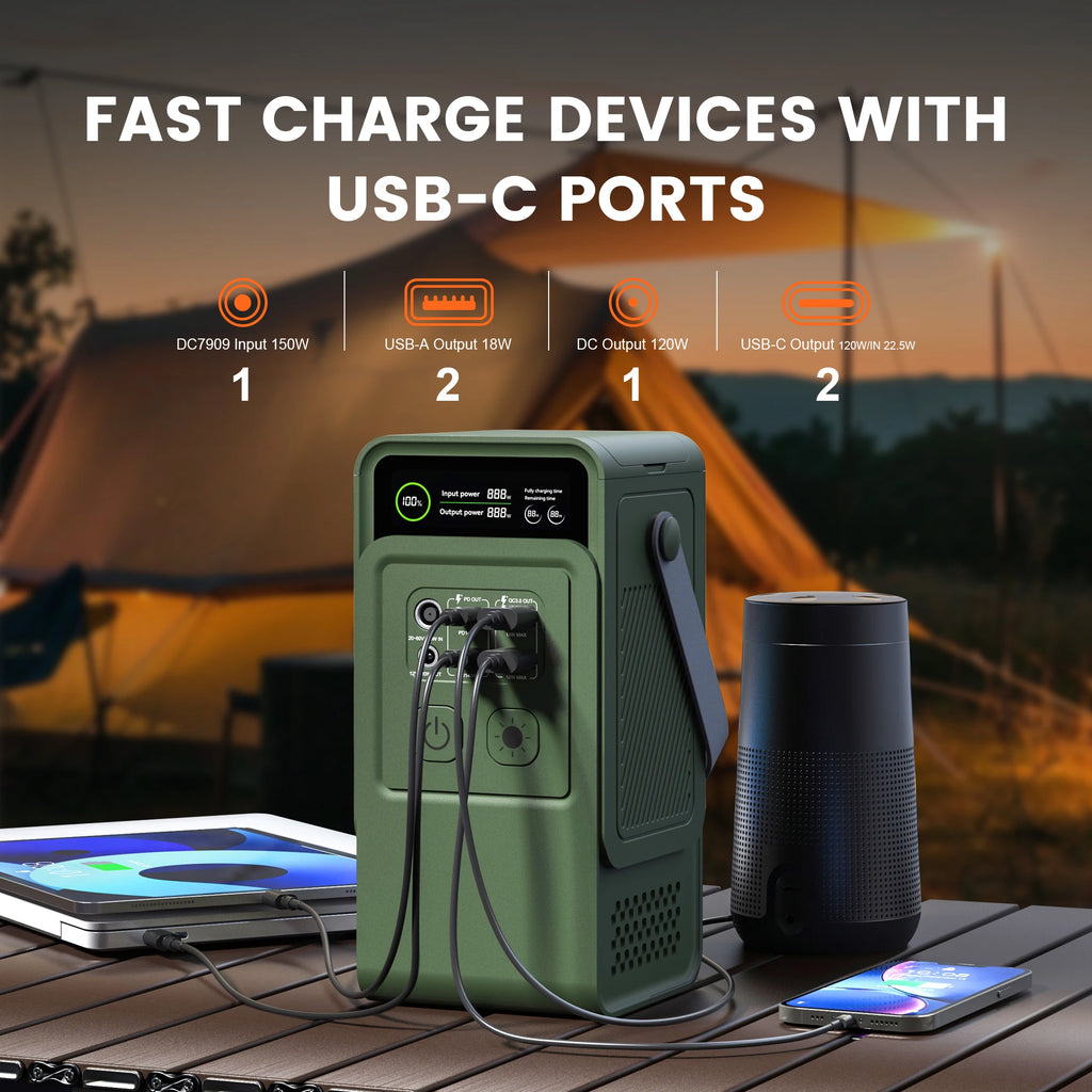 CTOLITY AP200L 192WH Portable Power Station PowerBank 200W 60000mAh LiFePo4 Batteries Solar Generator Camping Backup Power