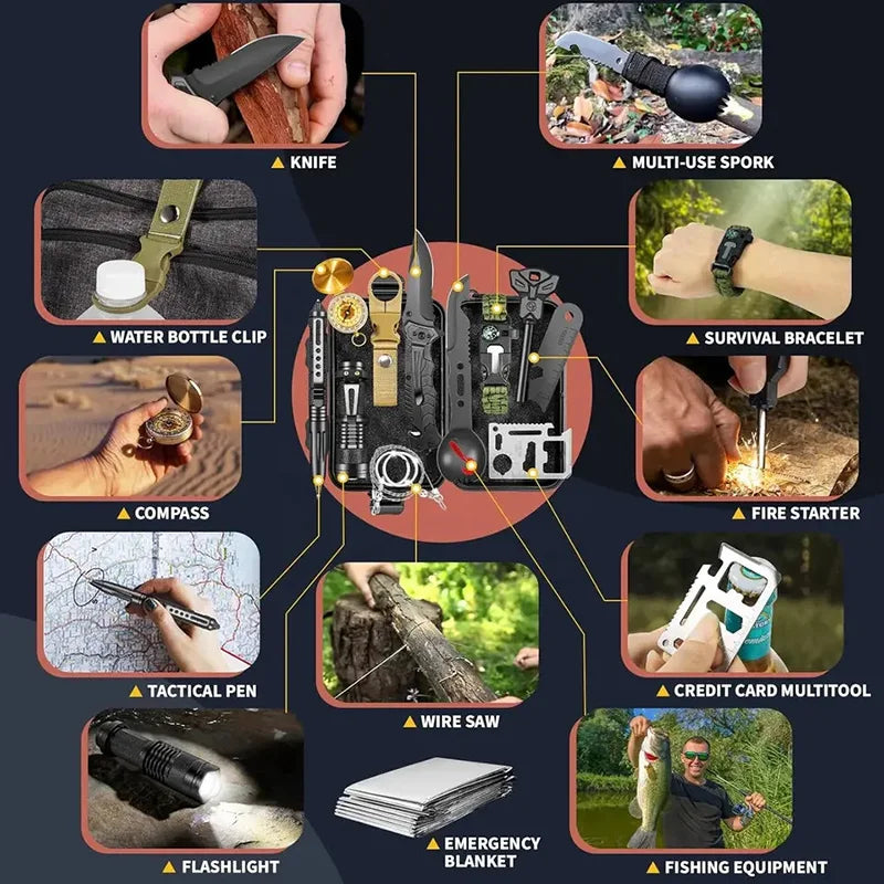 18in1 Multifunctional Emergency Equipment Outdoor Survival Kiא