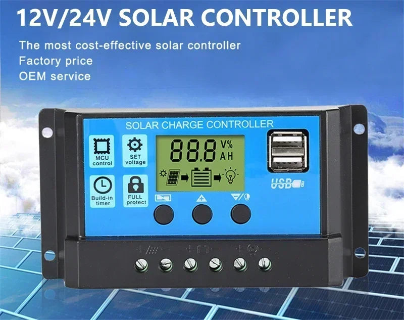 300W 12V Solar Panel Kit Complete Polycrystalline USB Power Portable Outdoor Rechargeable