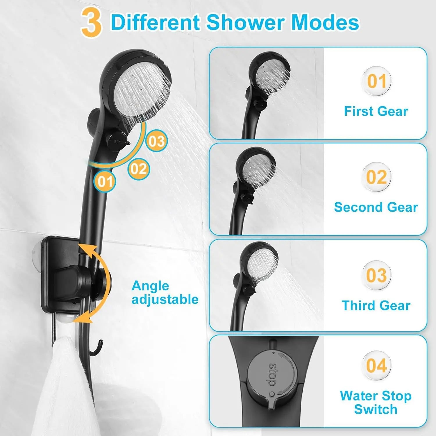 Portable Camping Shower Set Rechargeable Pump 6000mAh Outdoor Shower Kit with 20L