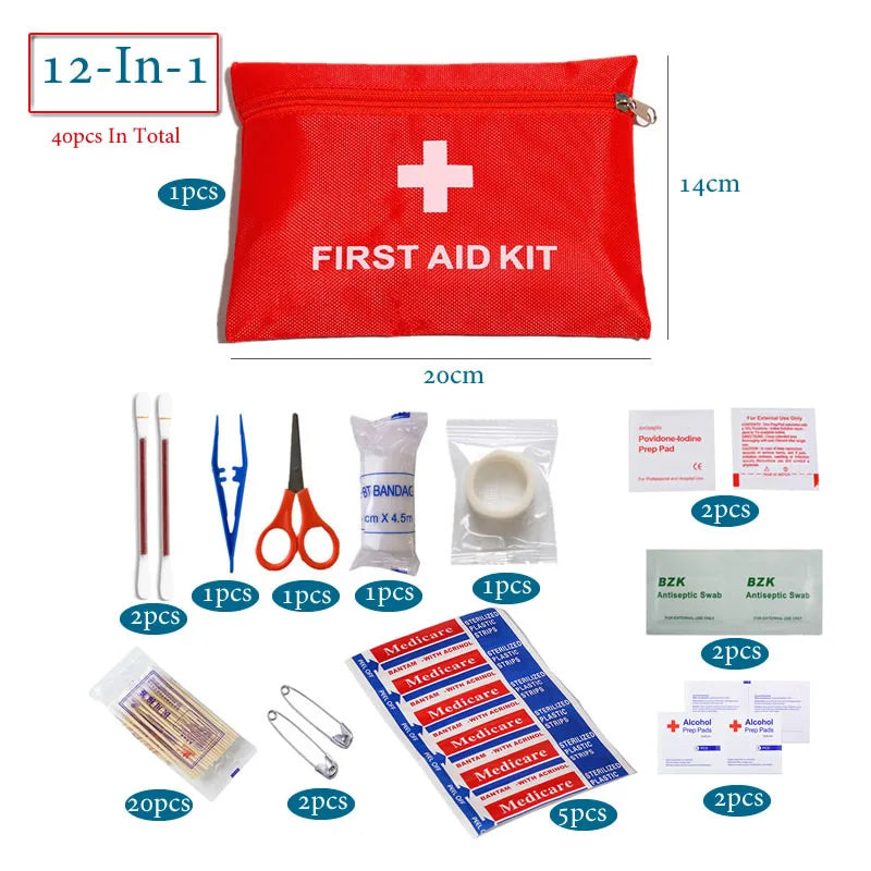 50pcs Set Portable First Aid Kit Red Car Emergency Kit