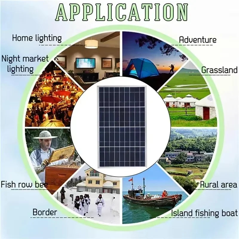 300W 12V Solar Panel Kit Complete Polycrystalline USB Power Portable Outdoor Rechargeable