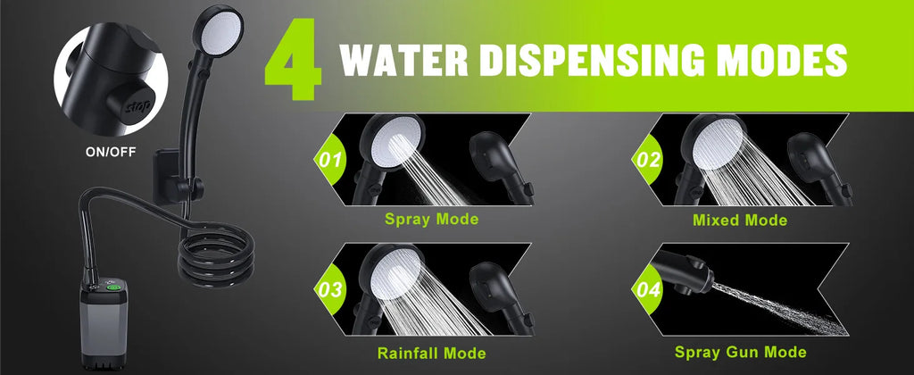 Portable Camping Shower Set Rechargeable Pump 6000mAh Outdoor Shower Kit with 20L