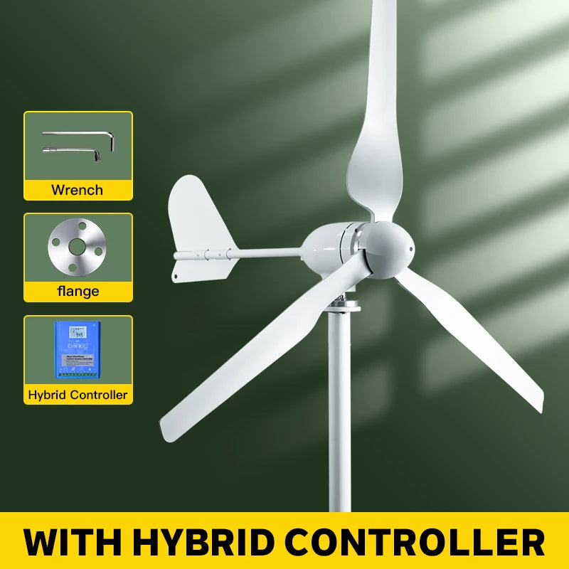 5000w 2kw Horizontal Wind Turbine Generator 96V 48V 24V Free Energy Magnetic Dynamo Strong Power 220v Inverter Output For Home