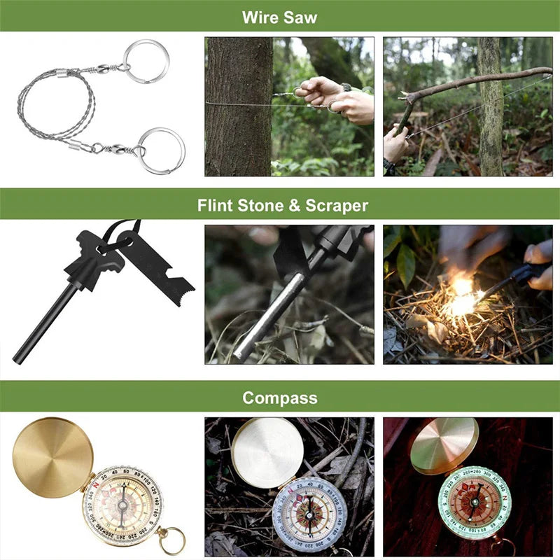 18in1 Multifunctional Emergency Equipment Outdoor Survival Kiא
