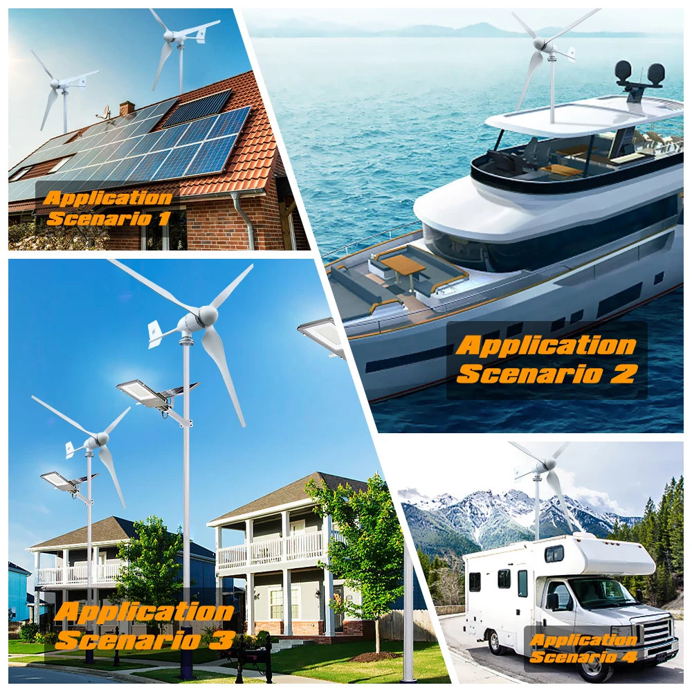 5000w 2kw Horizontal Wind Turbine Generator 96V 48V 24V Free Energy Magnetic Dynamo Strong Power 220v Inverter Output For Home
