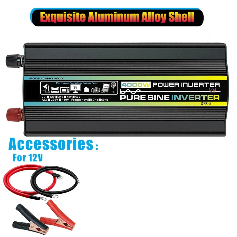 Pure Sine Wave Inverter 12V/24V/48V/60V To AC 110V 220V 8000/6000/4000/3000W Voltage Transformer Power Converter Solar Inverter