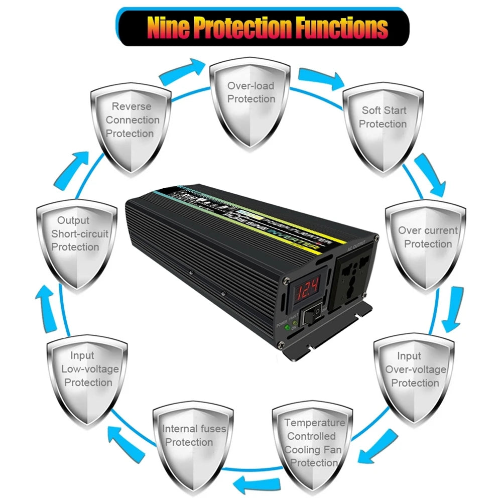 Pure Sine Wave Inverter 12V/24V/48V/60V To AC 110V 220V 8000/6000/4000/3000W Voltage Transformer Power Converter Solar Inverter