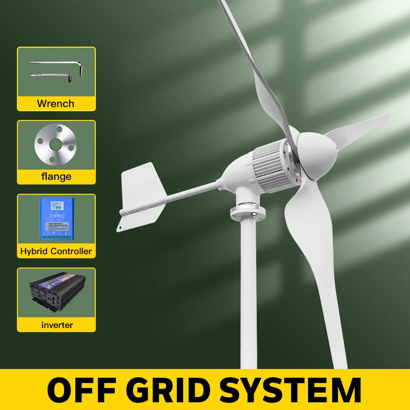 5000w 2kw Horizontal Wind Turbine Generator 96V 48V 24V Free Energy Magnetic Dynamo Strong Power 220v Inverter Output For Home