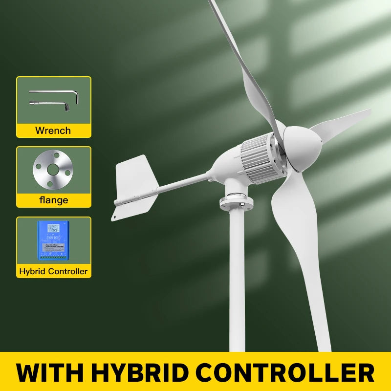 5000w 2kw Horizontal Wind Turbine Generator 96V 48V 24V Free Energy Magnetic Dynamo Strong Power 220v Inverter Output For Home