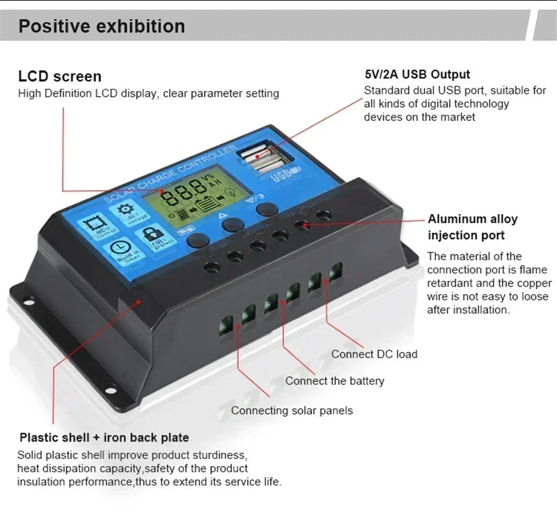 300W 12V Solar Panel Kit Complete Polycrystalline USB Power Portable Outdoor Rechargeable