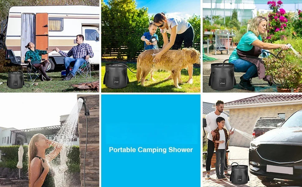 Portable Camping Shower Set Rechargeable Pump 6000mAh Outdoor Shower Kit with 20L