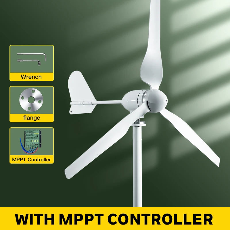 5000w 2kw Horizontal Wind Turbine Generator 96V 48V 24V Free Energy Magnetic Dynamo Strong Power 220v Inverter Output For Home