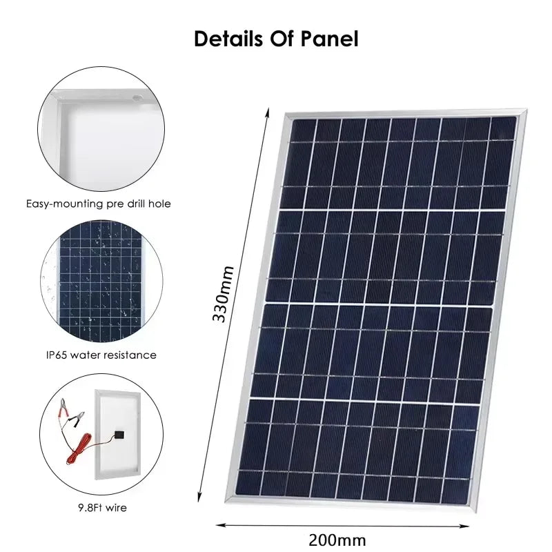 300W 12V Solar Panel Kit Complete Polycrystalline USB Power Portable Outdoor Rechargeable