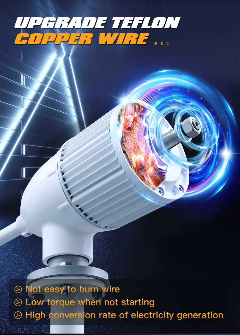 5000w 2kw Horizontal Wind Turbine Generator 96V 48V 24V Free Energy Magnetic Dynamo Strong Power 220v Inverter Output For Home