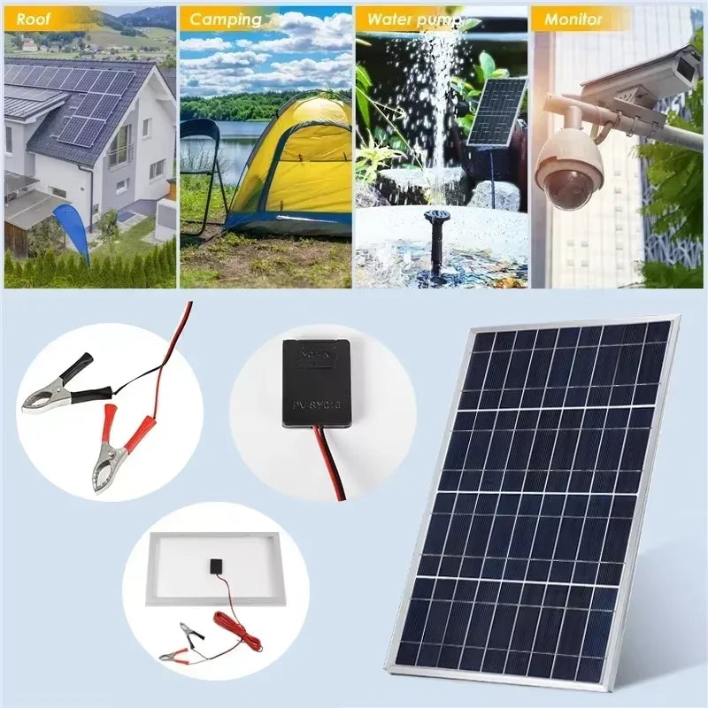 300W 12V Solar Panel Kit Complete Polycrystalline USB Power Portable Outdoor Rechargeable