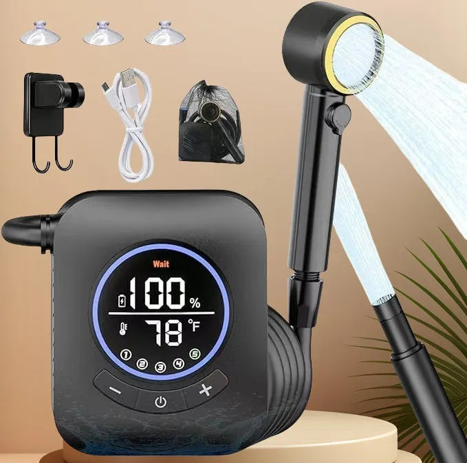 Portable Camping Shower Set Rechargeable Pump 6000mAh Outdoor Shower Kit with 20L